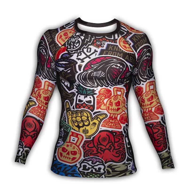 PRIDE OR DIE ''Stickers' RASHGUARD - BLACK